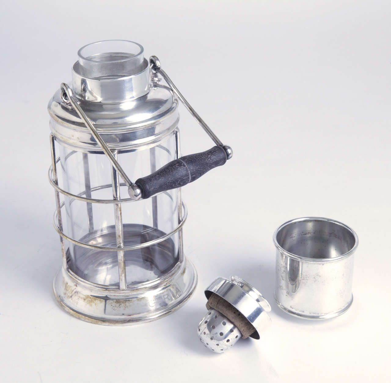 British Iconic 1930s Asprey Silver Plate Art Deco Ships Lantern Cocktail Shaker